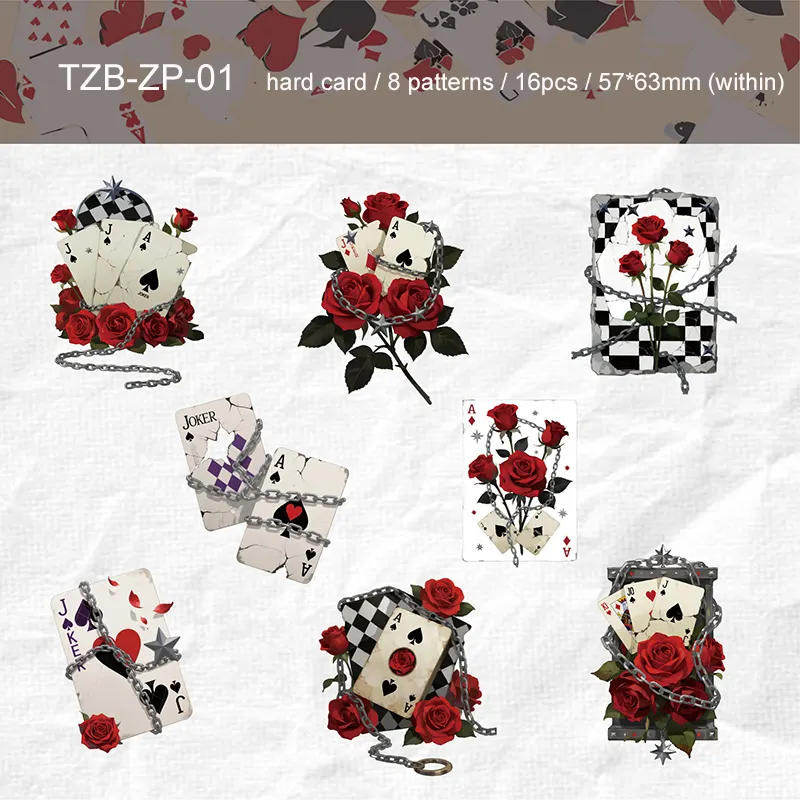 Sticker - Card Series Vintage Flower Playing Cards 1.42