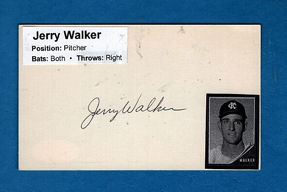 1962 JERRY WALKER-KANSAS CITY A'S AUTOGRAPHED 3X5 INDEX CARD W/Photo Poster painting