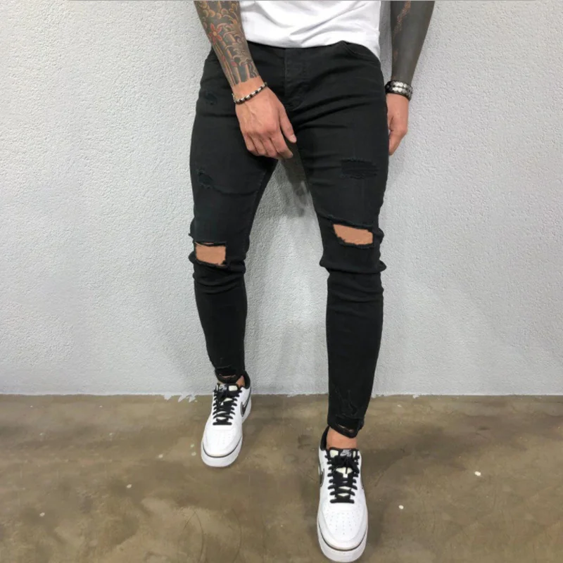 Men's Casual Fashion Ripped Slim-fit Denim Trousers TT230