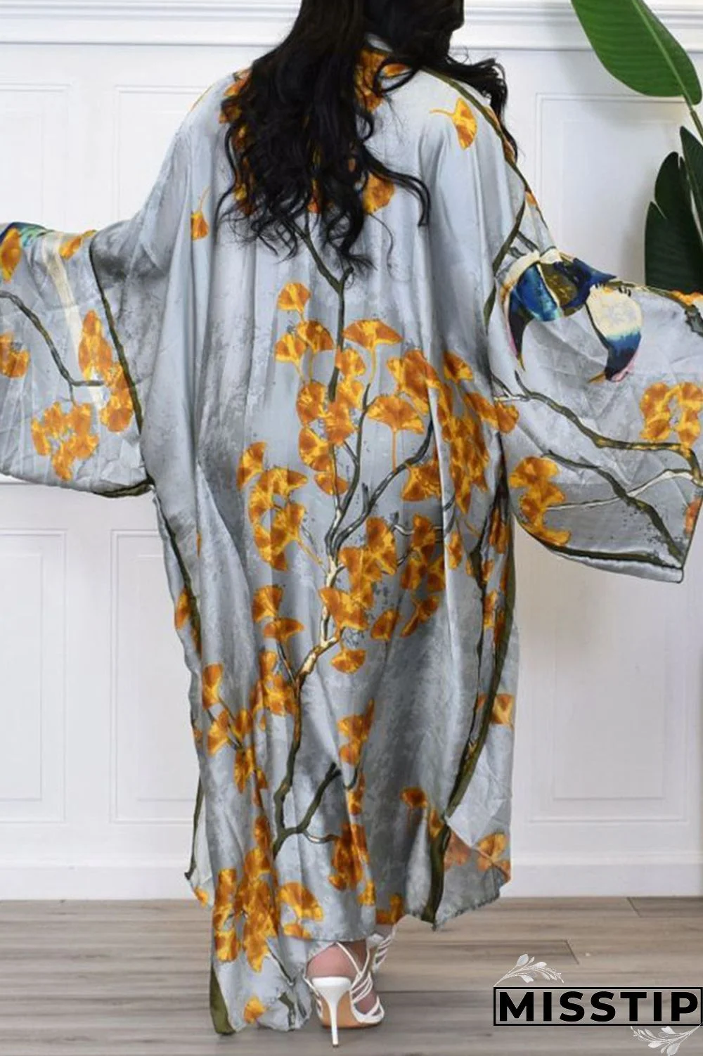 Red Fashion Casual Print Patchwork Outerwear(Without Belt)