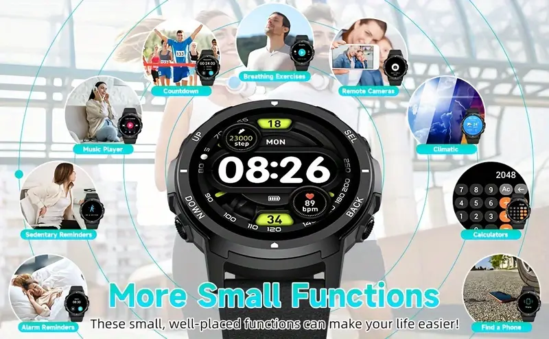 s52 smart mens watch 1 39 smartwatch with wireless calling sleep monitoring 110 sports compatible with iphone usb charging alloy body tft screen lithium battery polymer 300ma Product details 1