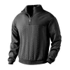 Men's Casual Jacquard Stand Collar Half Zip Wool Sweatshirt by Inlyline