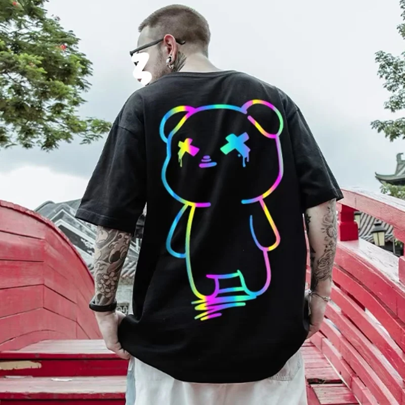 Casual reflective bear T-shirt Techwear Shop