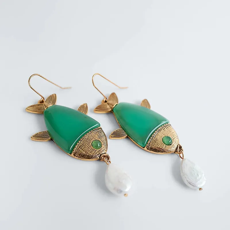 Dvacaman 2020 New Fashion Irregular Ceramic Pendant Earrings Women Vintage Handmade Resin/Wood/Metal Long Drop Earrings Jewelry