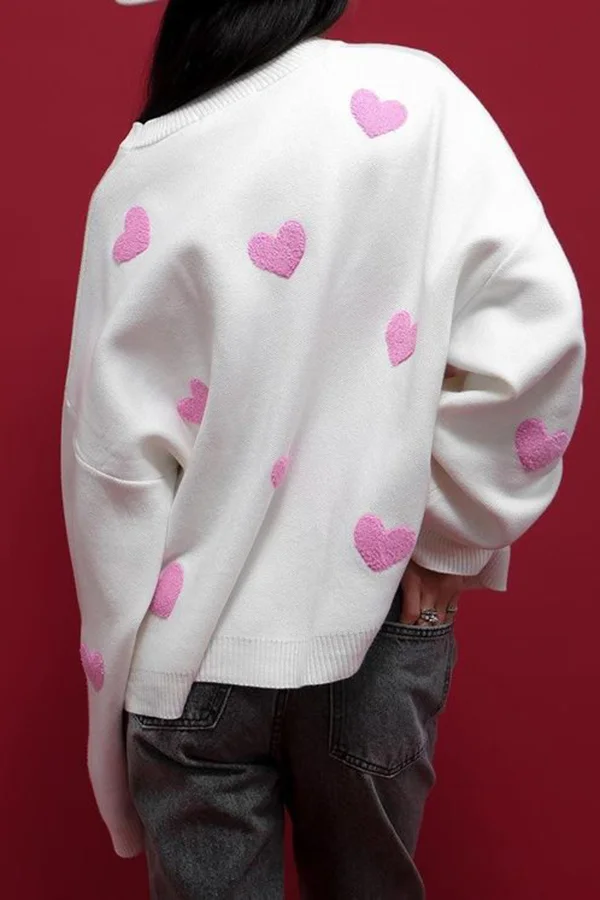 Autumn and Winter Heart-Shaped Round Neck Casual Tops