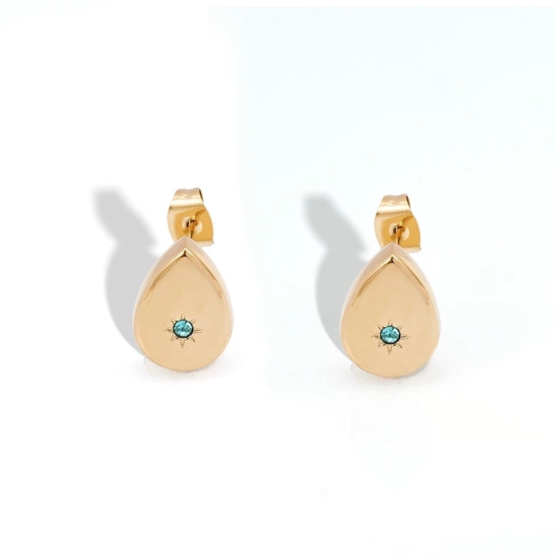 Casual Elegant Vacation Square Water Droplets 304 Stainless Steel Rhinestones 18K Gold Plated Inlay Earrings Necklace