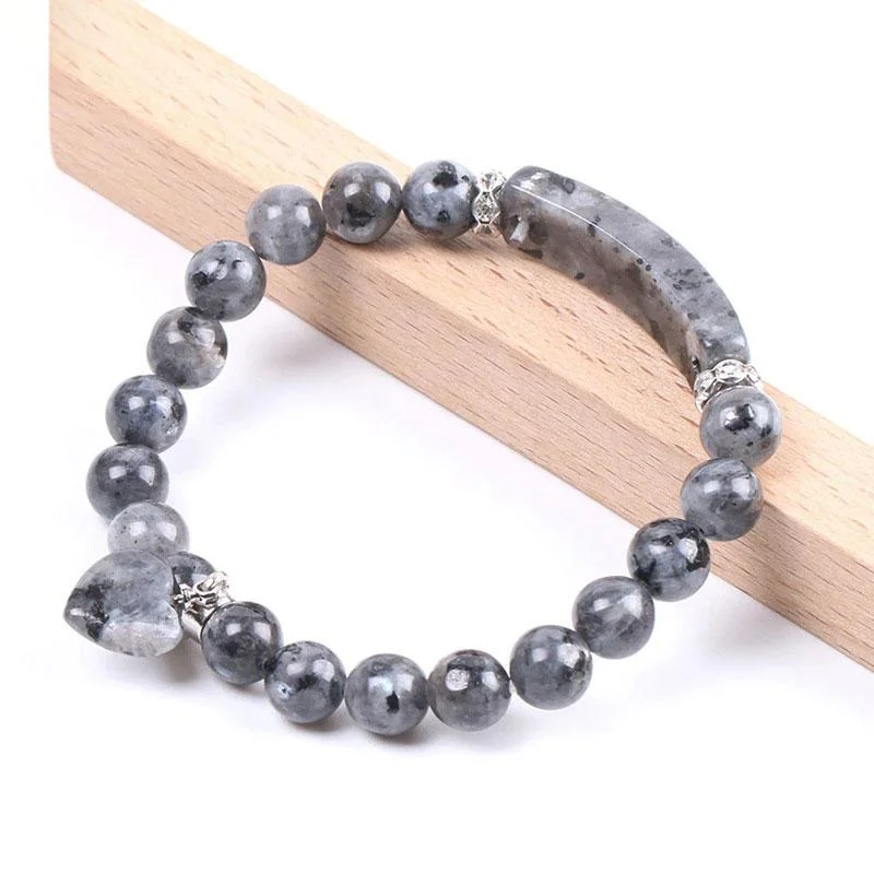 Natural Quartz Love Heart Healing Beads Bracelet