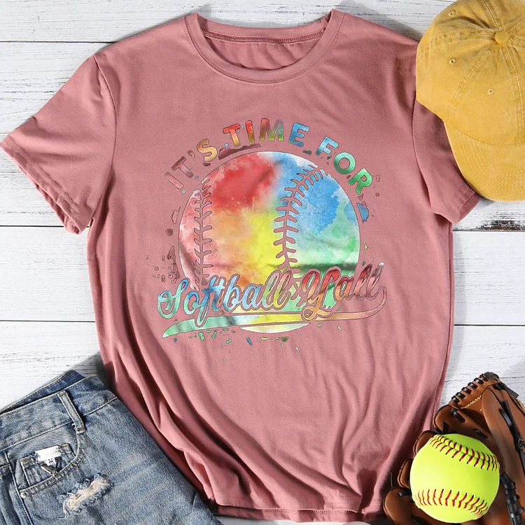 AL™ It's time for softball yall T-shirt Tee -01213-Annaletters
