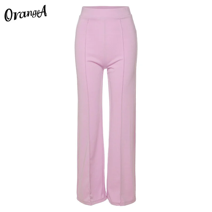 OrangeA Summer Women Casual High Waist Kpop Y2K Pants Loose Wide Leg Straight Streetwear Harujuku Solid Streetwear Thin Trousers