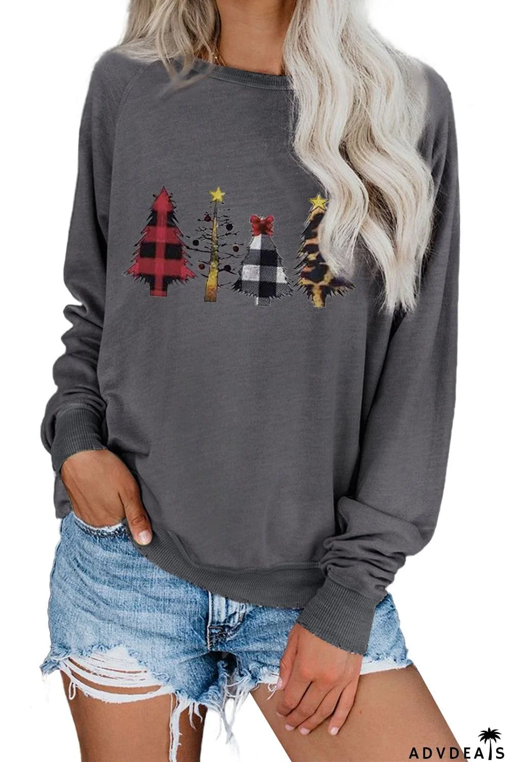 Crew Neck Santa Claus Print Sweatshirt