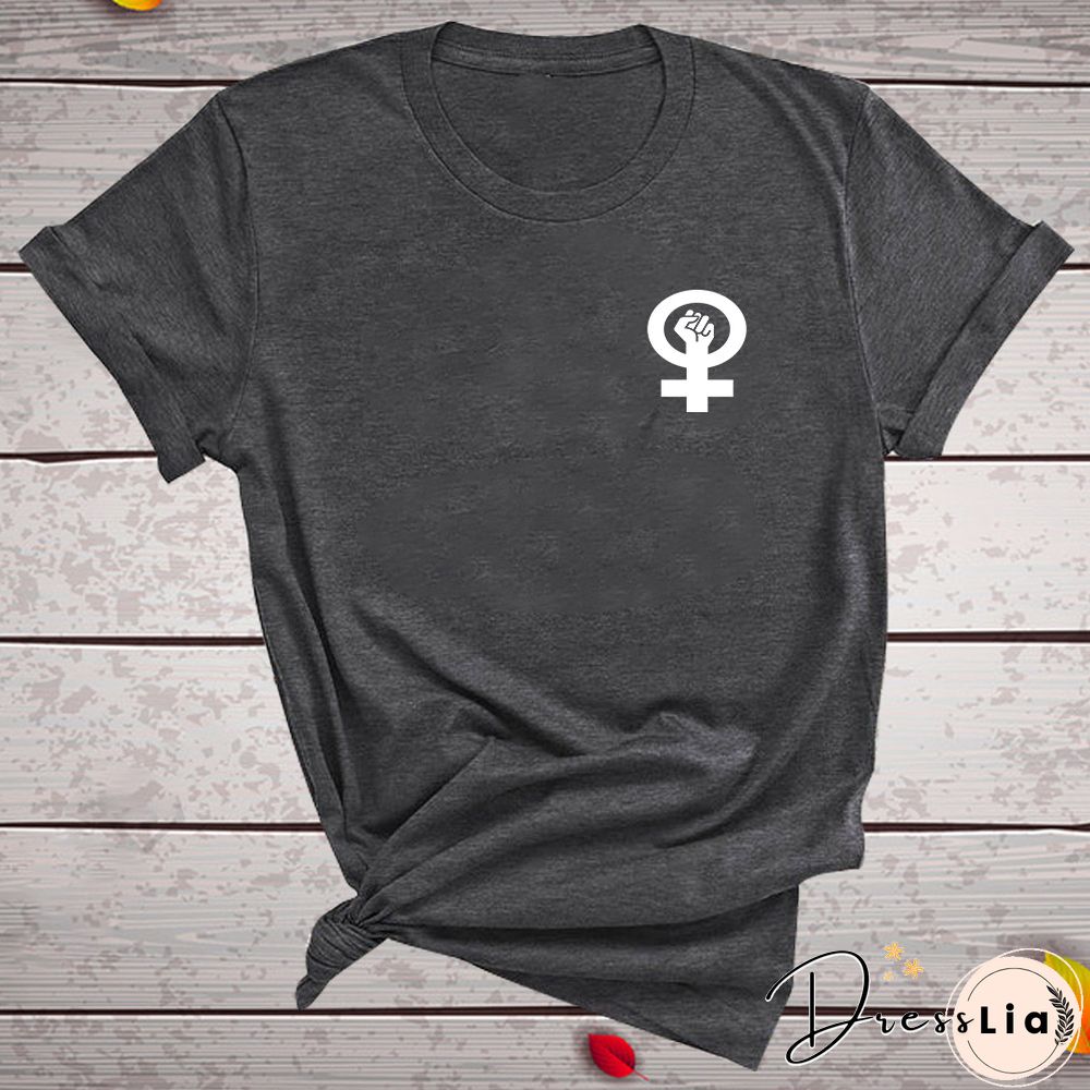 Feminist Women Tshirt Fist Chest Label Print Casual Funny Summer T ShirtFor Lady Girl Tops Tees Hipster Drop Ship Clothes
