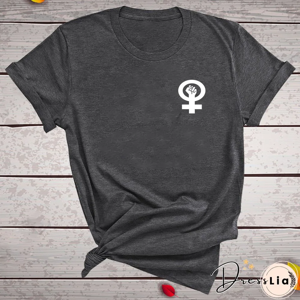 Feminist Women Tshirt Fist Chest Label Print Casual Funny Summer T ShirtFor Lady Girl Tops Tees Hipster Drop Ship Clothes