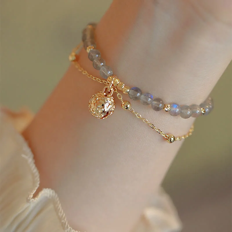 Natural Moonstone Healing Bell Charm Bracelet