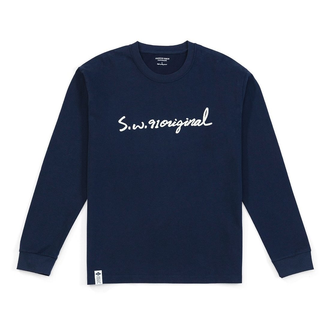 SIMWOOD 2021 Autumn Winter New Letter Print Long Sleeve T-shirts Men 100% Cotton Pullovers Plus Size Brand Clothing