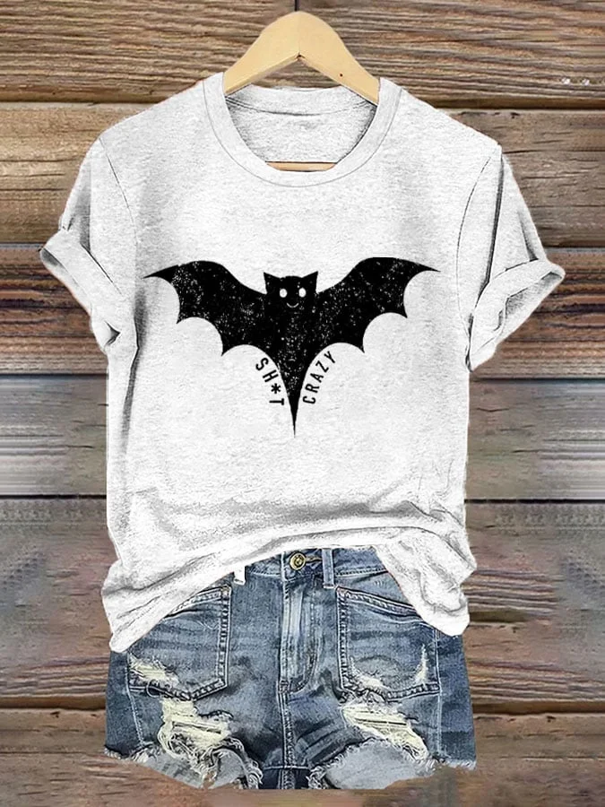 Women Sh*t Crazy Bat Print T-shirt