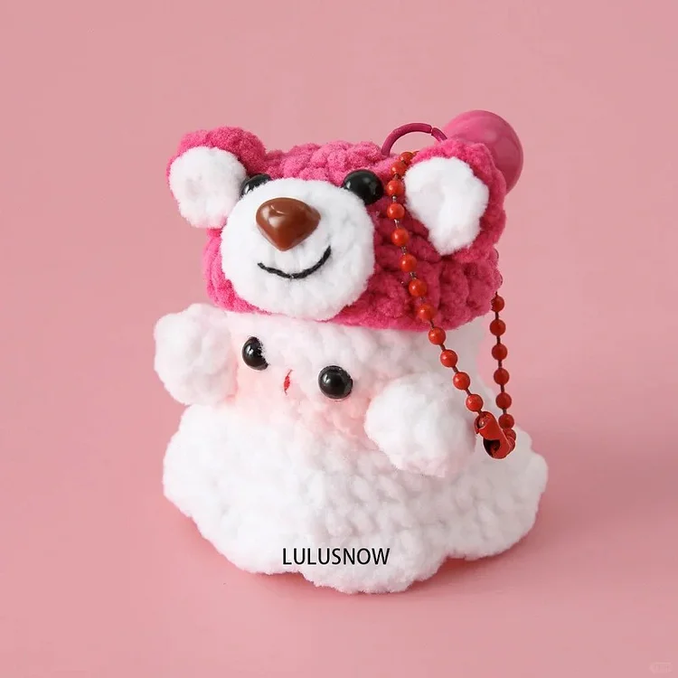 Lulusnow Handmade Pink Halloween Amigurumi Ghost Lotso Huggin Bear Hat  Crochet Key Chain Bag Accessories