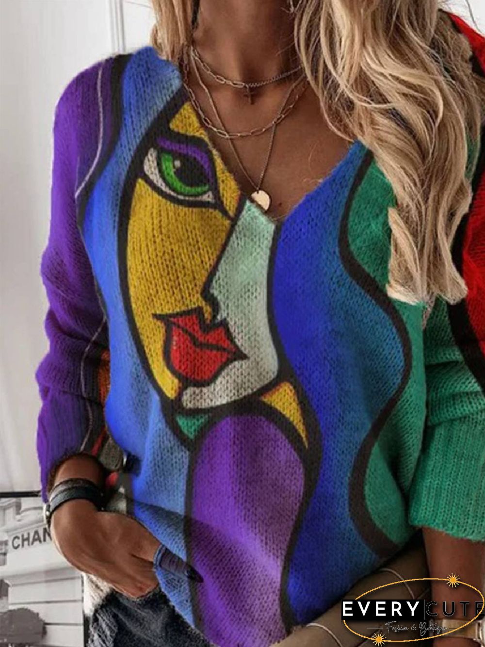 V Neck People Long Sleeve Tops