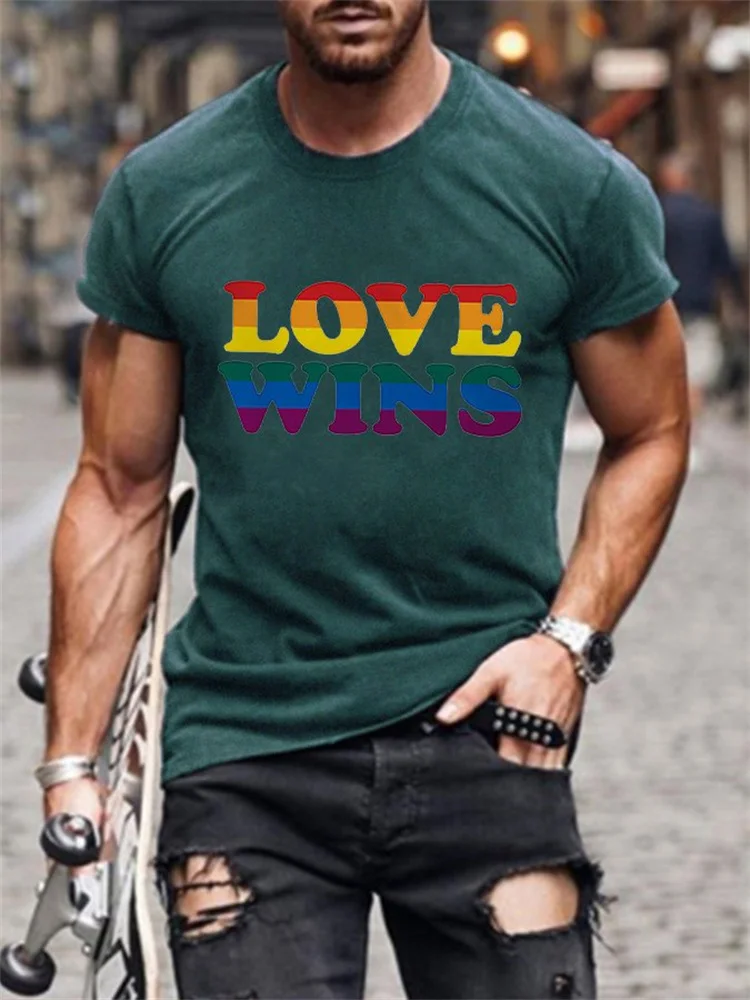Rainbow LOVE WINS Crew Neck T Shirts