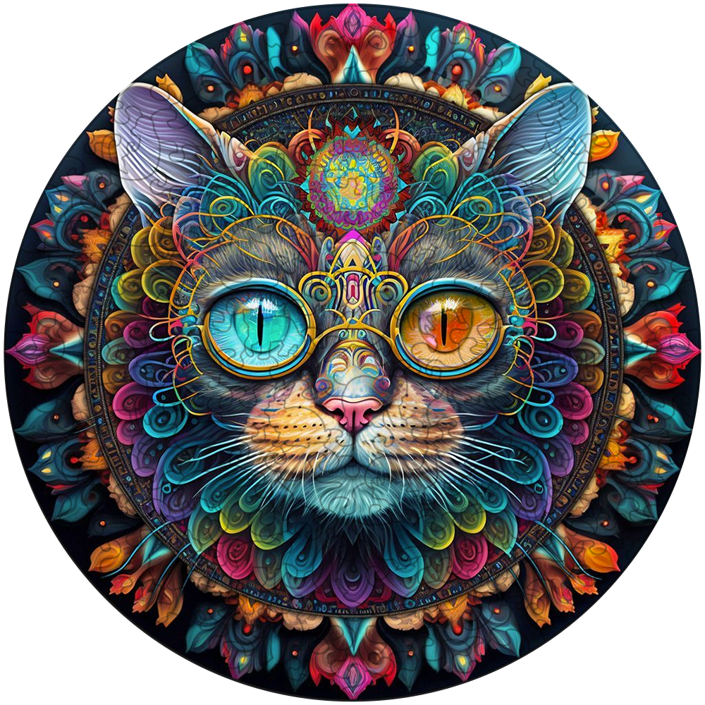 Magic Cat Mandala Wooden Jigsaw Puzzle magic-cat-mandala-wooden-jigsaw-puzzle