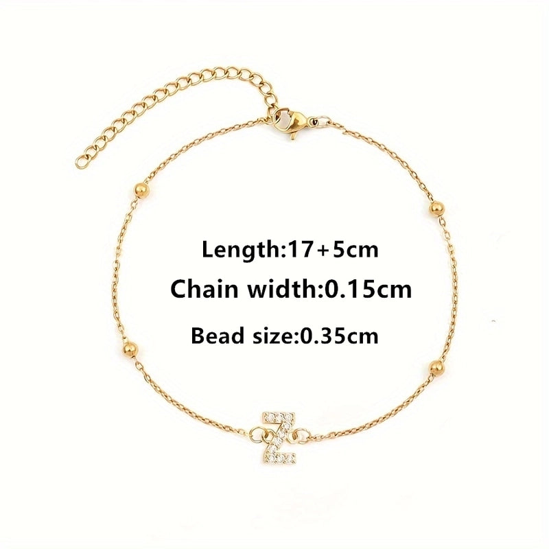 Elegant Minimalist Letter 201 Stainless Steel 304 Stainless Steel Zircon Bracelets In Bulk