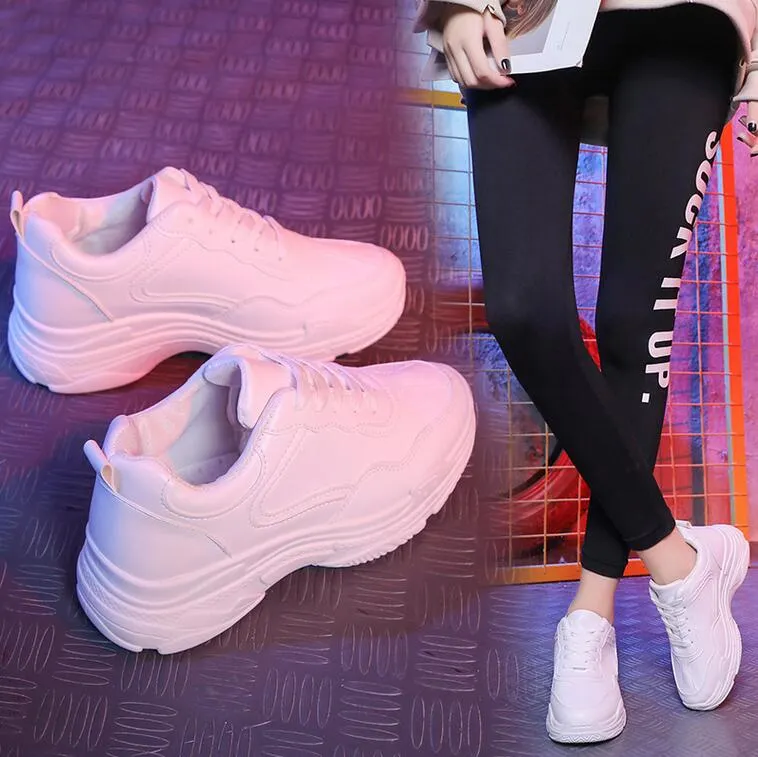 2022 Spring Fashion Women Casual Shoes Leather Platform Sport Shoes Woman Sneakers Ladies White Trainers Chaussure Femme Sneaker