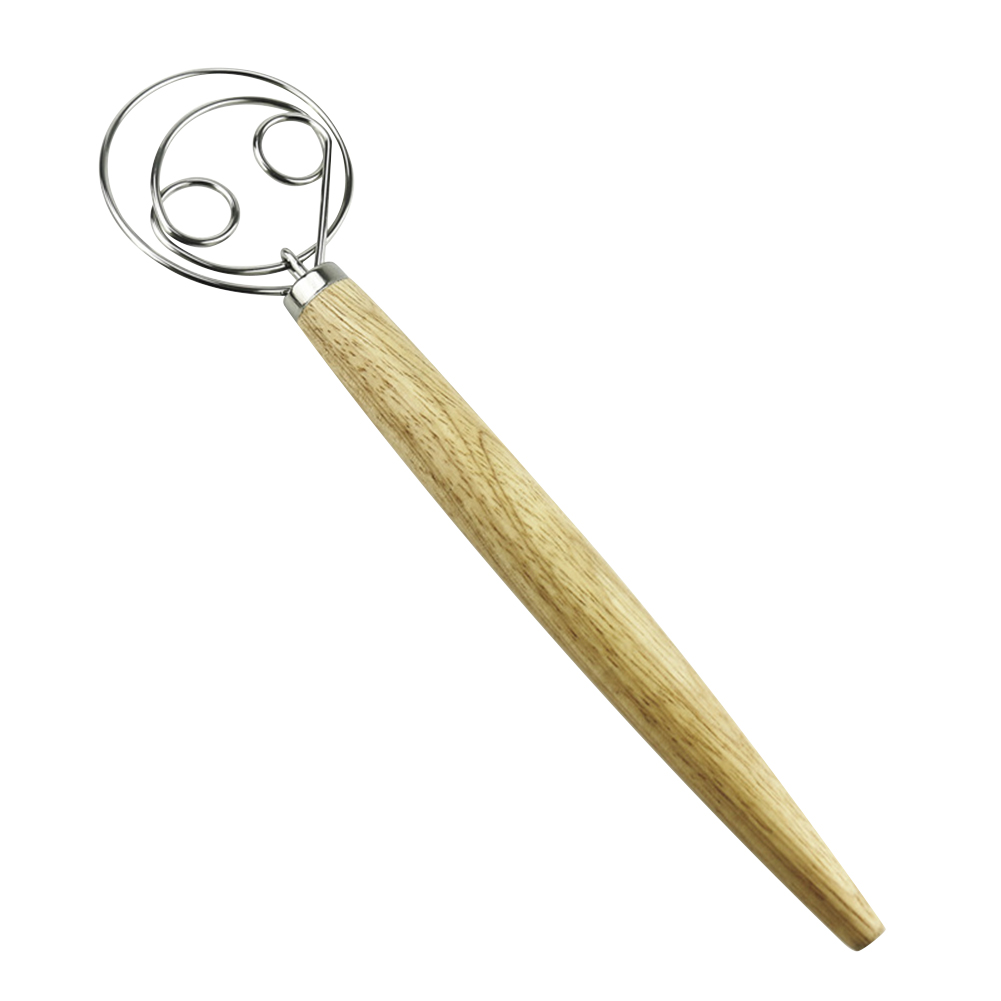 

Oak Wood Handle Stainless Steel Whisk Flour Coil Stirrer Egg Beater Stick, 501 Original