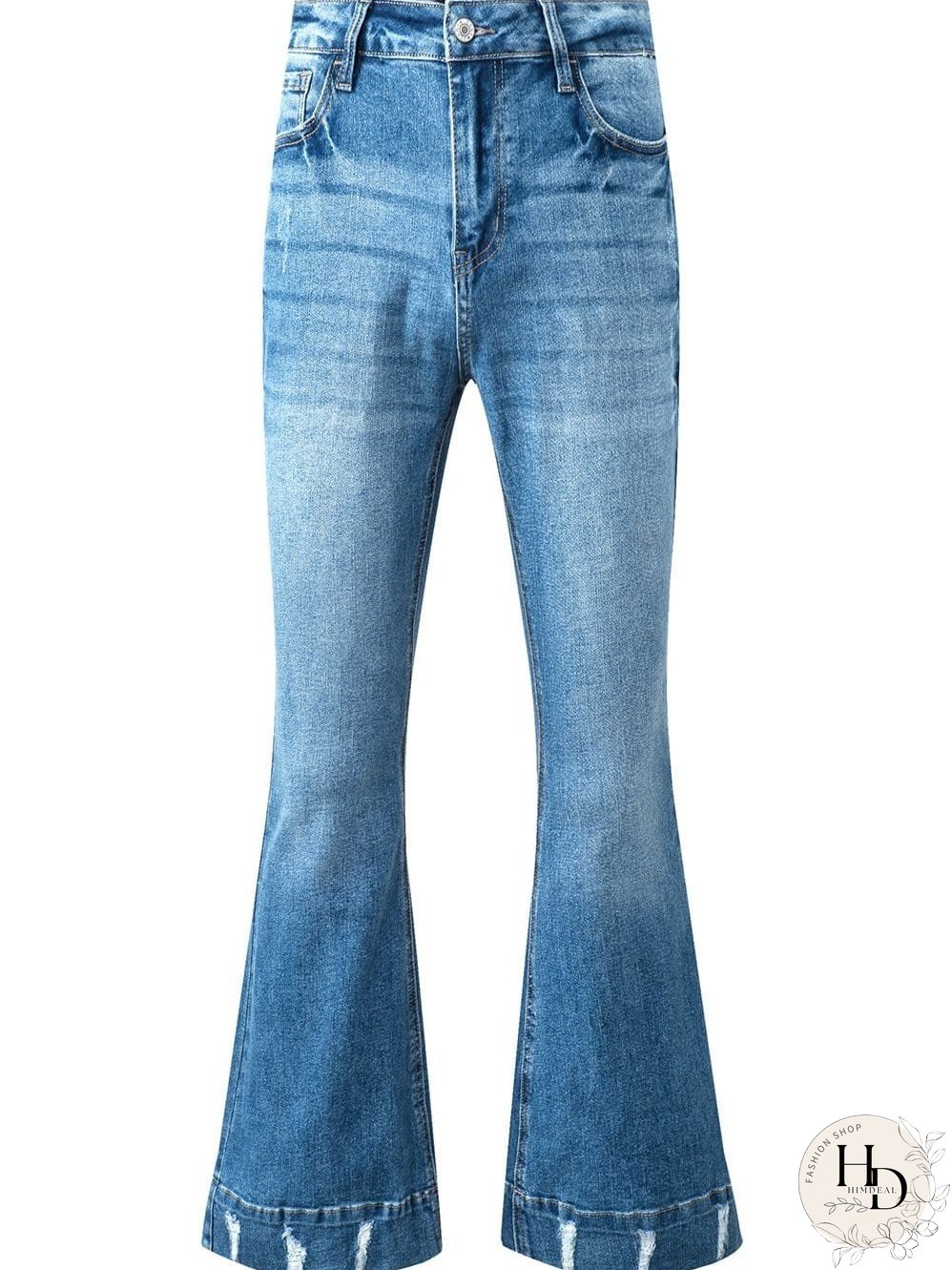 Vintage Embroidered Patchwork Bootcut Button Side Split Denim Jeans