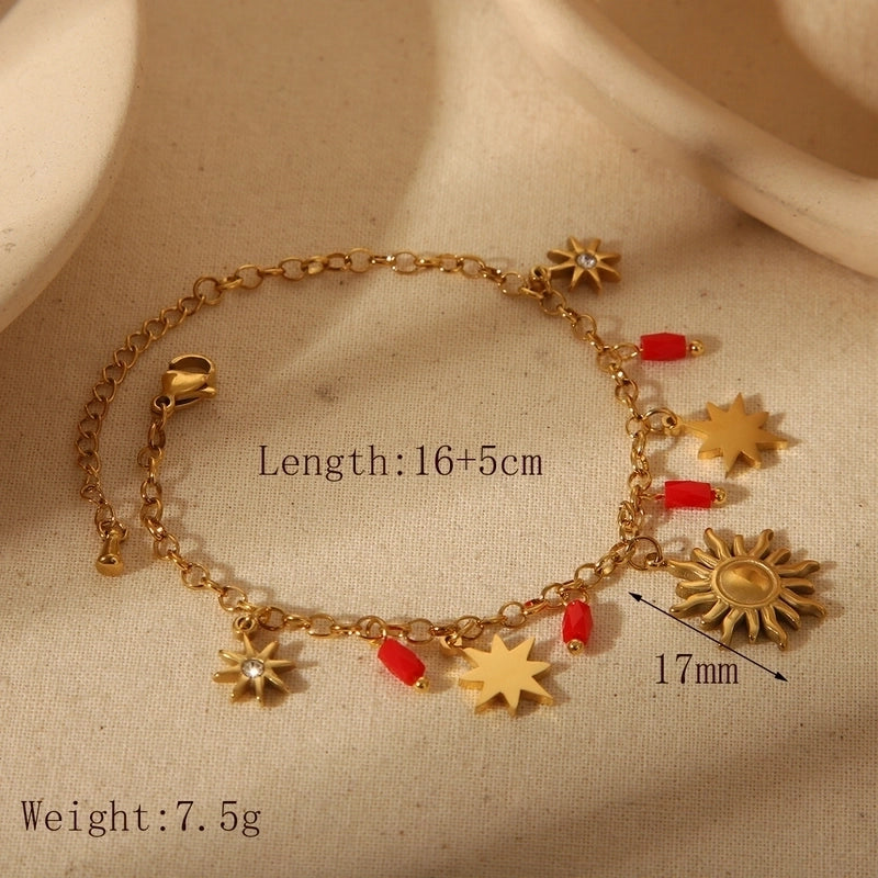 Classical Classic Style Cross Sun Eight-pointed Stars 304 Stainless Steel 18K Gold Plated Zircon Bracelets In Bulk