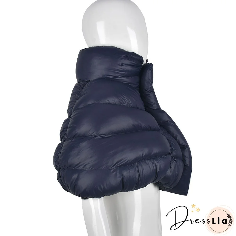 Cotton Padded Zipper Stand Collar Sleeveless Vest Coat