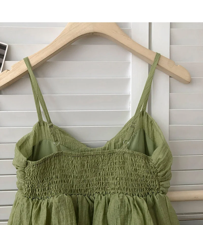 Wongn Summer New Korean Style Sweet Crop Tops All-Match Bow Tie Sleeveless Short Mesh Outer Wear Spaghetti-Strap Camisole Top 703-1