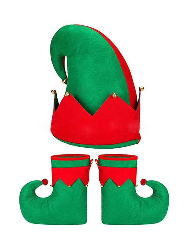 Christmas Santa Elf Shoes Hat Set-elleschic