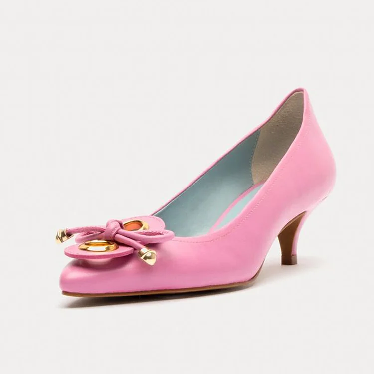 Ladies pink clearance kitten heel shoes