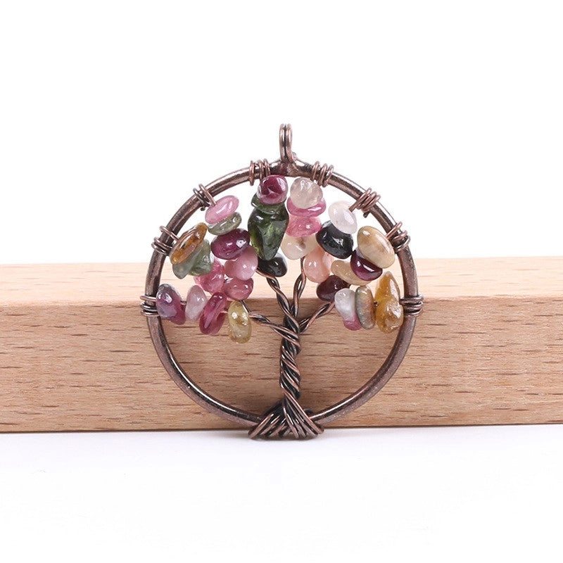 1 Piece Natural Stone Copper Life Tree Pendant
