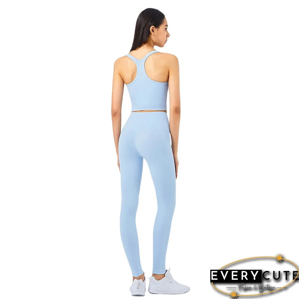 Light Blue Sportswear Push-up Tank Bra
