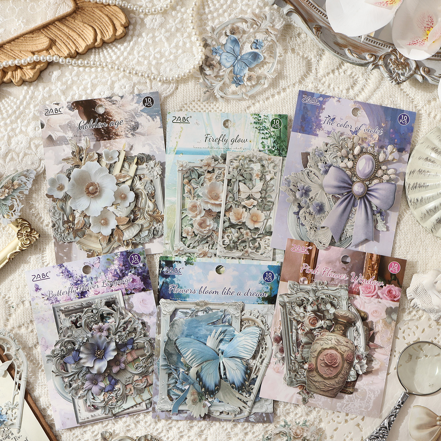 스티커 - 꽃 시리즈 빈티지 릴리프 중공 창문 꽃 조각