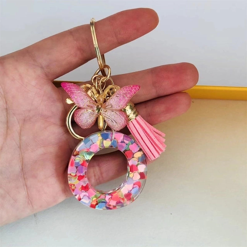 Classic Style Commute Letter Butterfly Resin Unisex Bag Pendant Keychain