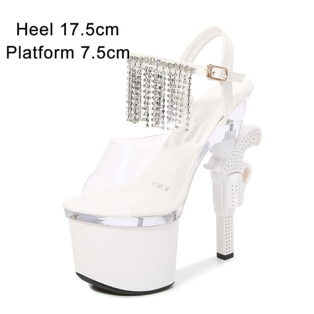 Shoes Platform Sandals Super High Heels Transparent Heels Sexy Stripper
