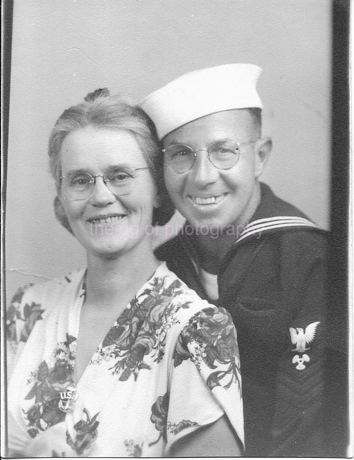 Found FAMILY Photo Poster paintinggraph bwU.S. NAVY SAILOR Portrait VINTAGE 12 8