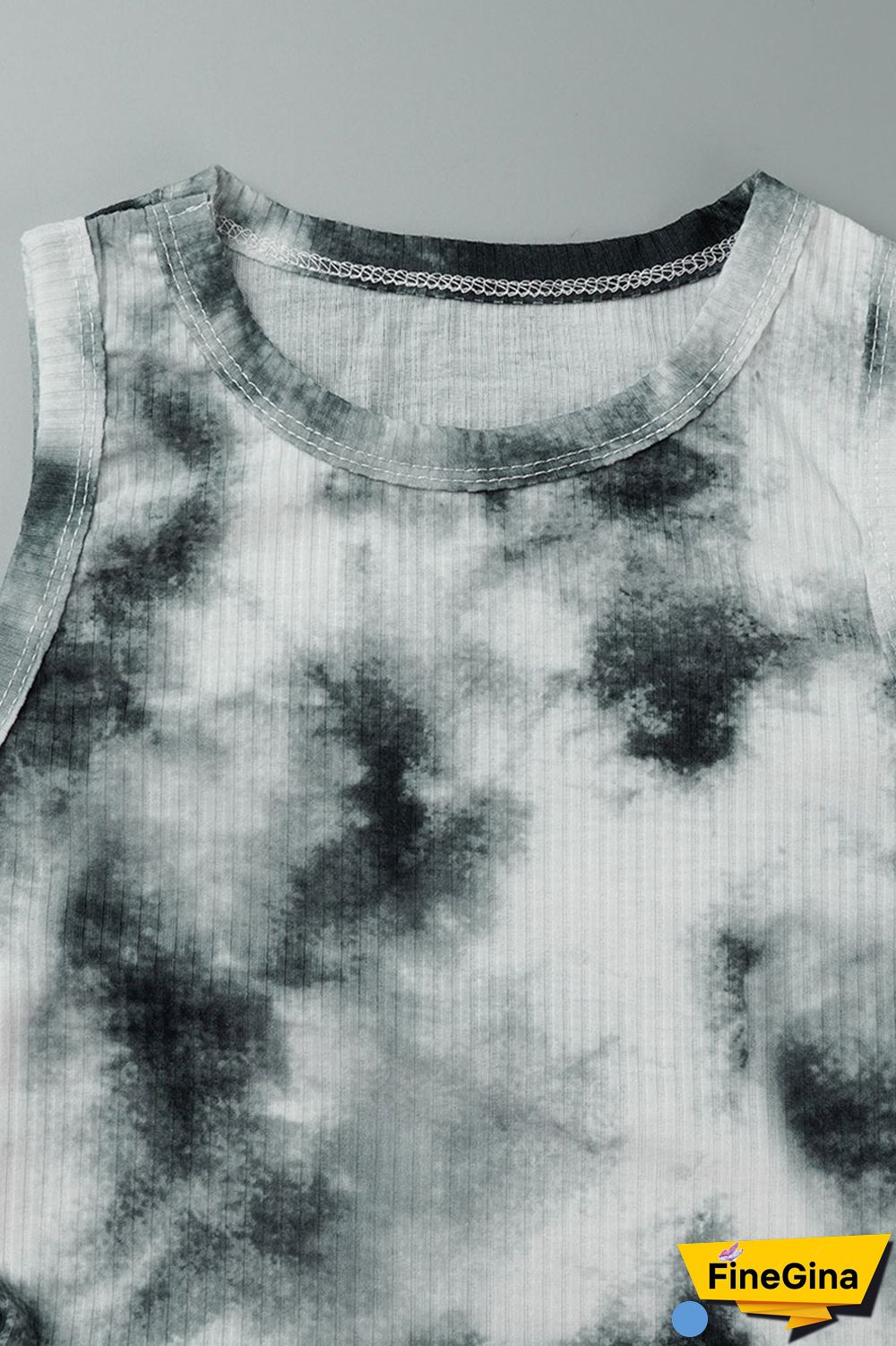 Black Casual Print Tie Dye Basic O Neck Sleeveless Dress Dresses