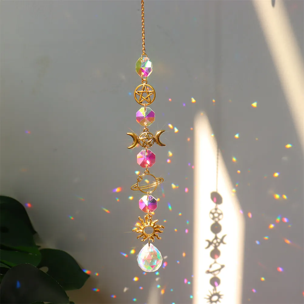 Star Crystal Chandelier Lighting Wind Chimes Curtain Home Garden Pendants