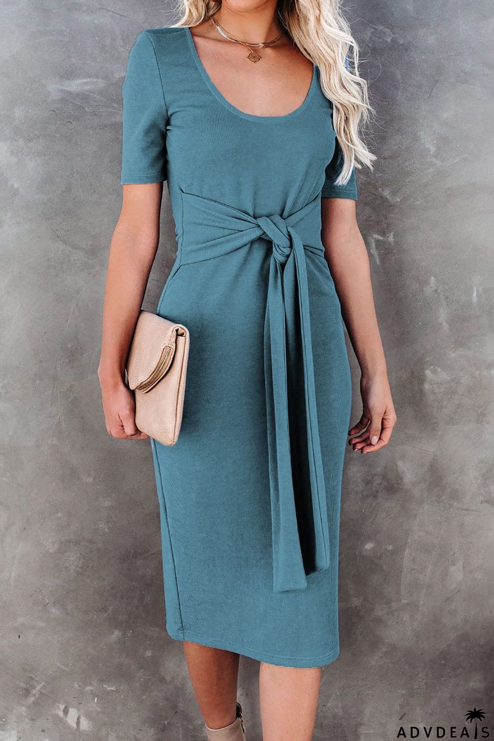 Tie Front Knit Bodycon Dress