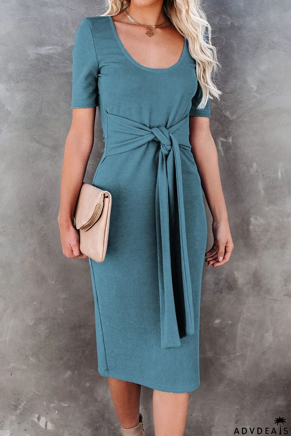 Tie Front Knit Bodycon Dress