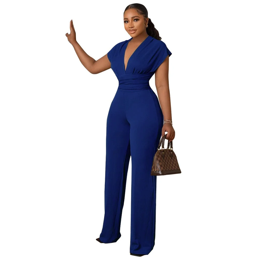 CM.YAYA Elegant Women Halter Neck High Waist Tunic Straight Jumpsuit 2022 Summer INS Sexy Night Party One Piece Overall Playsuit