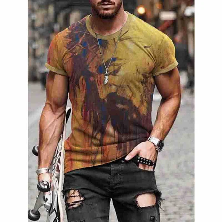 Tactics Style T Shirt for Men Summer Short Sleeve round Neck Printing Stylish Casual T-shirt