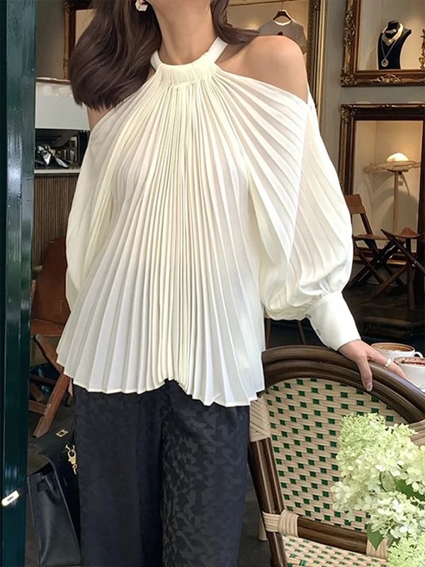 Ladies Elegant Fashion Long Sleeve Solid Color Shirt