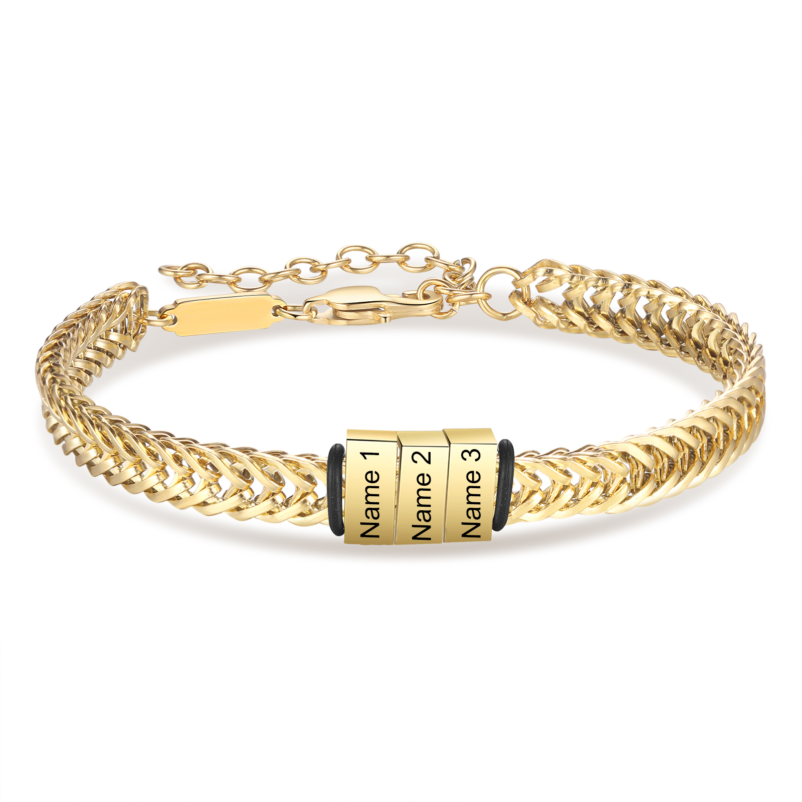 Braccialetto acciaio inox personalizzato con 4 nomi per uomo