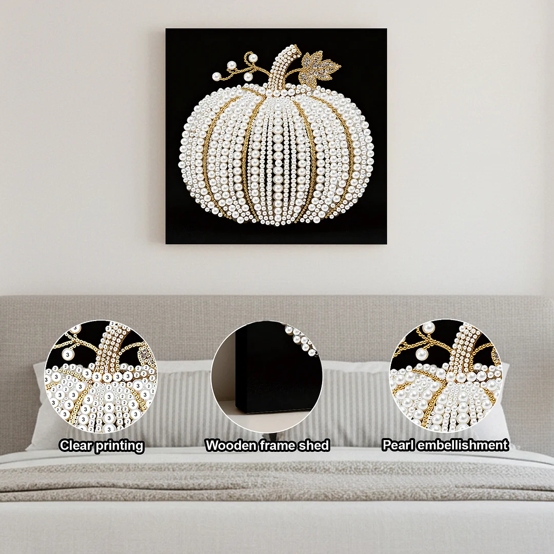 Pumpkin DIY Pearl Art Diamond Painting Kit for Adult Home Decor 25x25cm With Frame