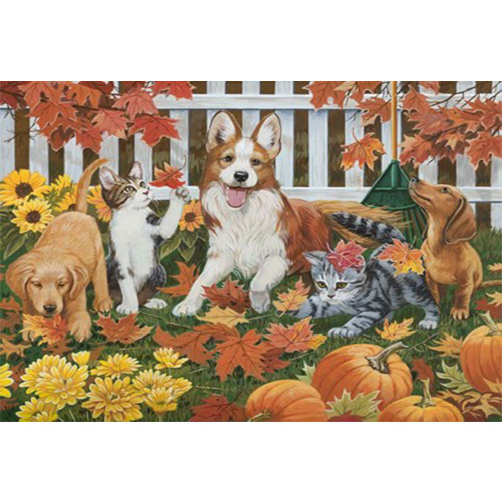 

Flower Tray Cat - Round Drill Diamond Painting - 40*30CM, 501 Original