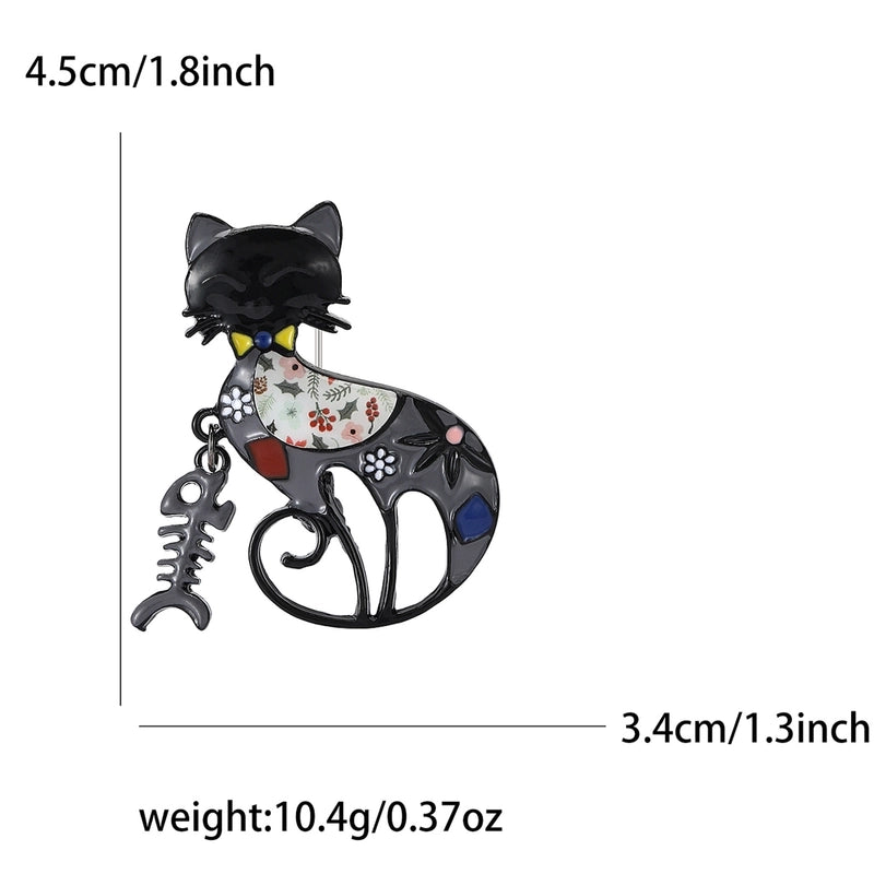 Cute Pin Cat Fish Bone Alloy Enamel Unisex Brooches