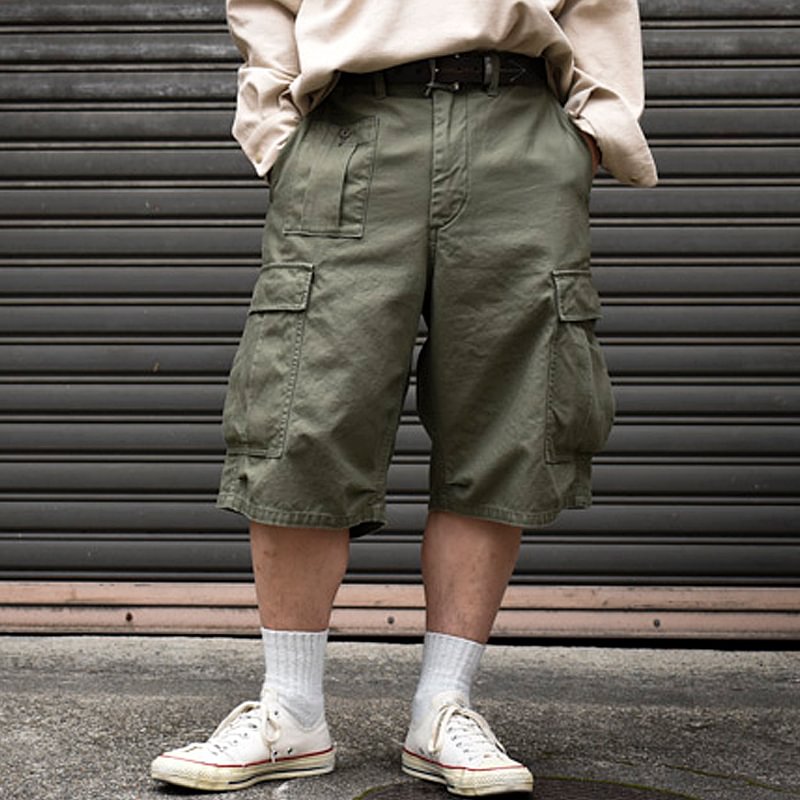 Vintage Loose Multi-pocket Cropped Military Pants